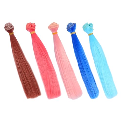 ibasenice 5stücke Puppenhaar Zum Basteln Glatte Perücke Synthetische Puppenhaar-tressen Für Perückenherstellung Haar Hitzebeständiges Material Weiche Textur Anpassbare Farbauswahl Für von ibasenice