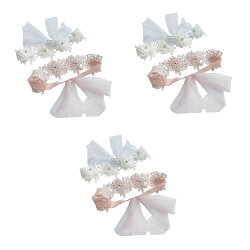 ibasenice 6 Stk Spitzenstirnband Prinzessin Stirnband Stirnbänder Mit Perlen Baby Blumenkranz Säuglingsblume Blumenkopfschmuck Für Säuglinge Baby-turban Spitze Weiß Foto Mädchen Kind von ibasenice