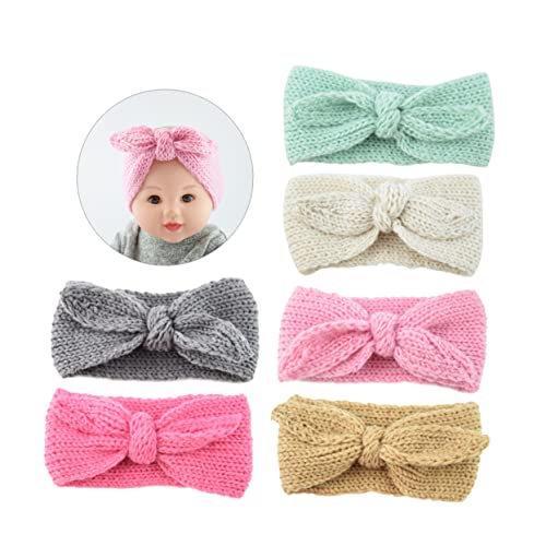 ibasenice 6stücke -turban-stirnbänder Für Mädchen Mit Schleifen-design Warme Dicke Gehäkelte Kopfbedeckungen Verschiedenen Farben Für Kleinkinder von ibasenice