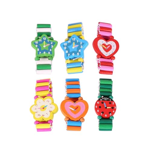 ibasenice 6 Stück Cartoon Ristwatches Preise Kinder Kinder Kind Fake Kidcraft Spielset Weihnachten Slap Armbänder Party Stimulation Uhr Kinderuhr Aus Holz von ibasenice