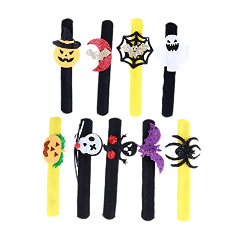 ibasenice 7 Stücke Halloween Snap Ring Armband Perle Bumpy Kid Dark Match Armbänder Klatschen Retro Armband Mädchen Treat Party LED Kleinkinder Slap Bands Tuch von ibasenice