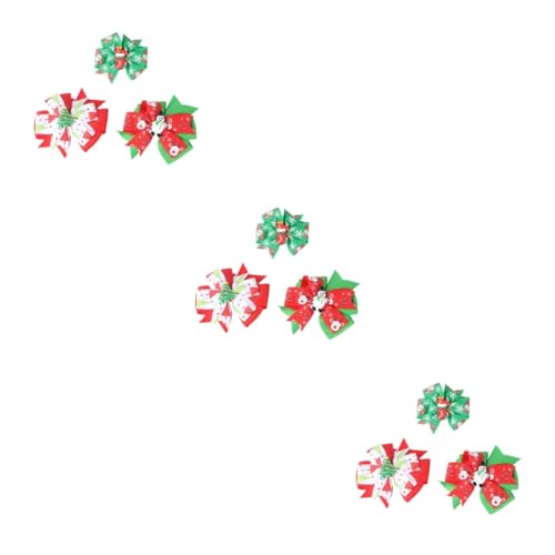 ibasenice 9 Stk Doppelte Haarspange mit weihnachtlichem Bogendruck grüne Haarspangen weihnachtliche Haarspangen Haarklammer Kinderhaarspangen für Mädchen Haarnadeln für Mädchen Haar Klammern von ibasenice