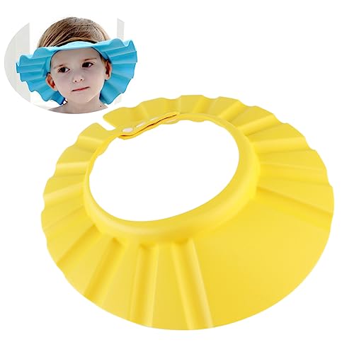 ibasenice Bade-duschhaube Für Junge Mädchen Verstellbar Aus Robustem Eva-material Mit Druckknöpfen Blauer Farbe Für Sicheres Duschen Und Haarewaschen von ibasenice