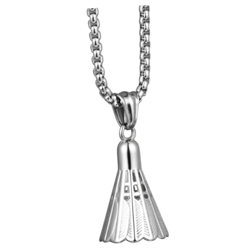 ibasenice Edelstahl Badminton Anhänger Halskette für Damen und Herren Kreative Sport Halskette mit Glattem Finish Modisches Metal Schmuckstück für Familie und Freunde von ibasenice