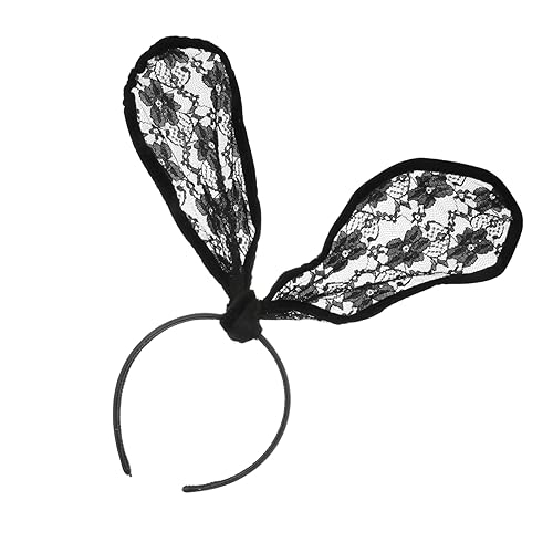 ibasenice Kaninchen Stirnband Mit Spitze Und Kunststoff Schwarze Hasenohren Für Maskenball Und Kostümparty von ibasenice