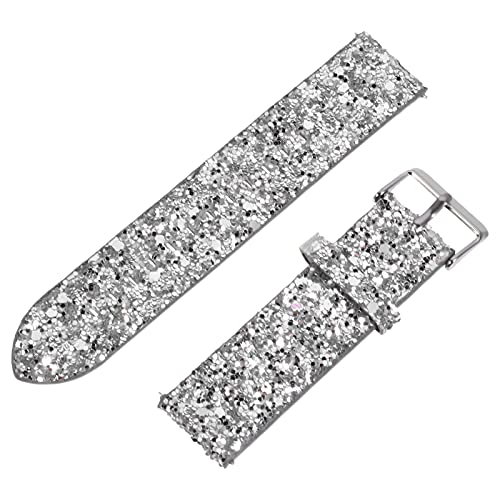 ibasenice Armbanduhr Glitter Uhr Band Ersatz Leder Bling Shiney Smartwatch Bands Strap Armband Armbänder Kompatibel mit Uhr 3/4/ 5 22Mm Silber Damenarmbanduhren von ibasenice