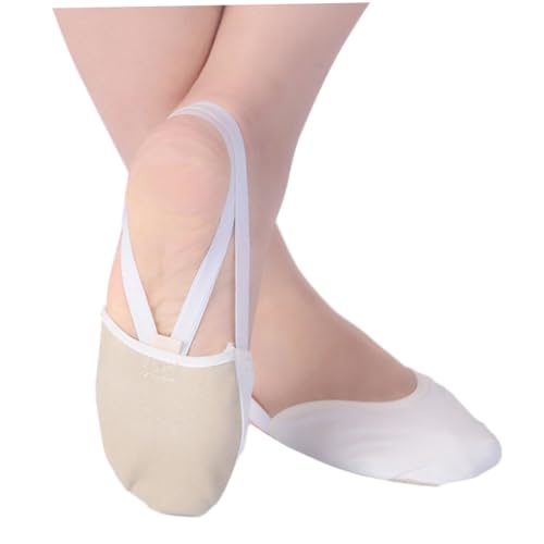 ibasenice Halbsohlen Ballettschuhe aus Gestrickter Baumwolle mit Doppelt Elastischem Band Handgefaltete Zehen Genähte Sohle Hautfarben S für Balletttänzerinnen und Rhythmischen Tanz von ibasenice