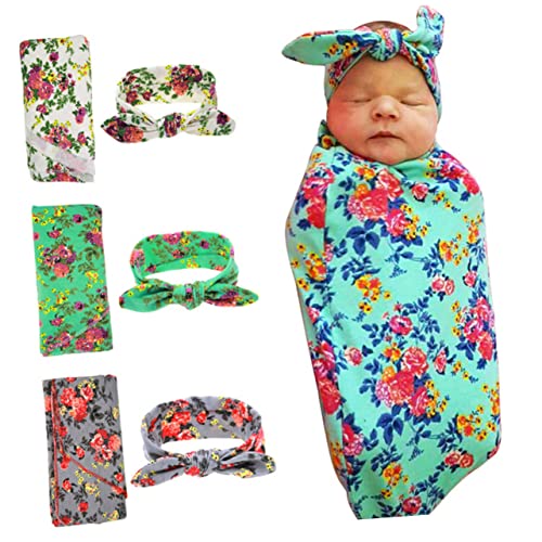 ibasenice gewickelte Decke stirnband kopfband Babydecke -Anzug Foto Tiara Haarband Wickeldecke für Neugeborene Babyschlafdecke Krawatte einstellen Kopfbedeckung Kind von ibasenice