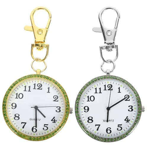ibasenice 2stücke Zinklegierung Taschenuhr Schlüsselring Mit Clip Tragbare Wasseruhr Für Ärzte Und Elegant Mit Strass Für Alltag Und Beruf von ibasenice