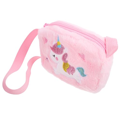 ibasenice Fuzzy Einhorn Handtasche Für Mädchen Plüsch Crossbody Bag Vielseitige Umhängetasche Für Kleine Aufbewahrung Verstellbarer Schultergurt von ibasenice