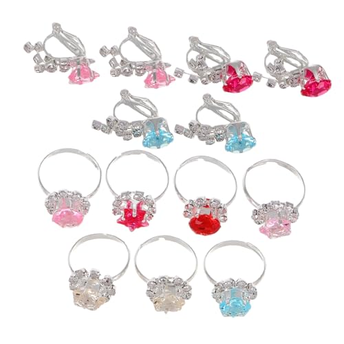 ibasenice Junge Mädchen Clip-ohrringe Mit Ringen Set Für Mädchen Glitzernde Strasssteine Nicht Durchdringende Ohrringe Schmuckset Zum Anziehen Gemischte Farben von ibasenice