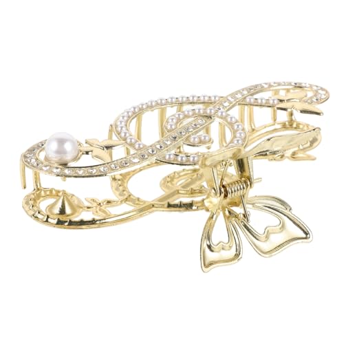 ibasenice Musiknoten Haarspange mit Künstlichen Perlen Großer Haarklammer Eleganter Haarschmuck für Frauen Rutschfeste Langlebige Geeignet für Dünnes und Dickes Haar von ibasenice