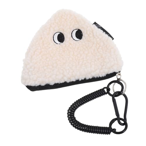 ibasenice Kleine Münzgeldbörse Für Damen Niedliche Plüsch-schlüsselanhänger-geldbörse Mini-münzhalter Mit Reißverschluss Flauschige Cartoon-neuheit Onigiri-förmige von ibasenice