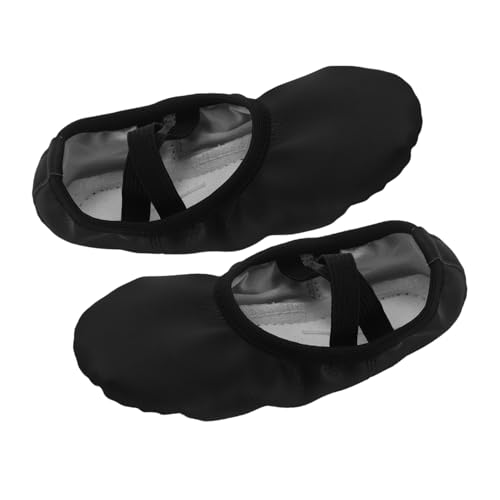 ibasenice PU Ballettschuhe Damen und Mädchen Weiche Flache Tanzschuhe aus Pu-Material Elastisch und Atmungsaktiv rutschfeste Ballettslipper für Yoga Training und Ballettpraxis Schwarz von ibasenice