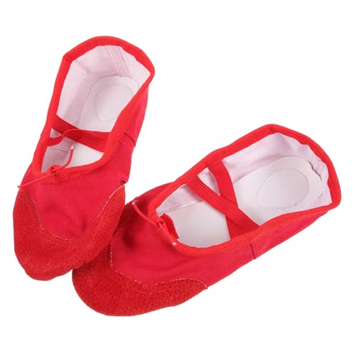 ibasenice PU Ballettschuhe mit Elastischem Band rutschfeste Tanzschläppchen für Erwachsene Glänzende Weiche Sohlen Geeignet für Yoga Ballett und Rot von ibasenice