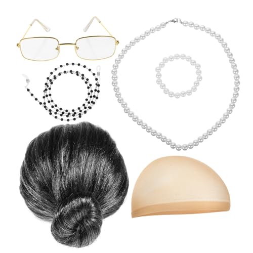 ibasenice Perücke Für Ältere Damen Graue Perücke Für Frauen Großmutter- Zum Anziehen Performance- Für Kostüme Cosplay- Für Partys von ibasenice