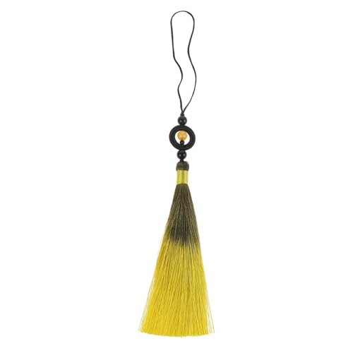 ibasenice Schwertspitze Schmuck Hängeorganizer Kleidungszubehör Requisiten Quaste Charm Metall Lesezeichen Quaste China Glücksbringer Quaste Fürs Auto Polyester Gelb von ibasenice