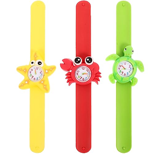 ibasenice 3 STK Kinder Hand Digitaluhr Für Jungen Digitaluhr Für Kinder Kinderklatschuhren Meerestiere Kinderuhren Cartoon-Slap-Uhren Schlaguhr Für Kinder Armband Karikatur Plastik Kleinkind von ibasenice