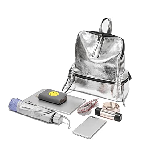 ibasenice Stylischer Reflektierender Rucksack PU für Großer Stauraum Diebstahlschutz für Schule Uni und Design Silber von ibasenice