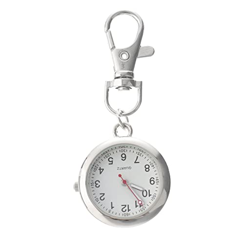 ibasenice Taschenuhr Quarz Uhr mit Clip für Uhr mit Schlüsselanhänger Silber Ansteckuhr für Taschenuhr für Arzt, Silber, 7.2X3CM von ibasenice