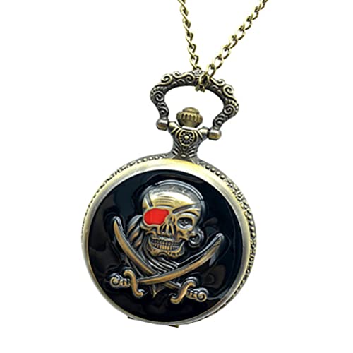 ibasenice Männergeschenke Taschenuhr Vintage Piratensch? Gekreuzte Knochen Quarz Personalisierte Mechanische Taschenuhr Arabische Ziffern Herrenuhr mit Kette für Herren Herrenuhren von ibasenice