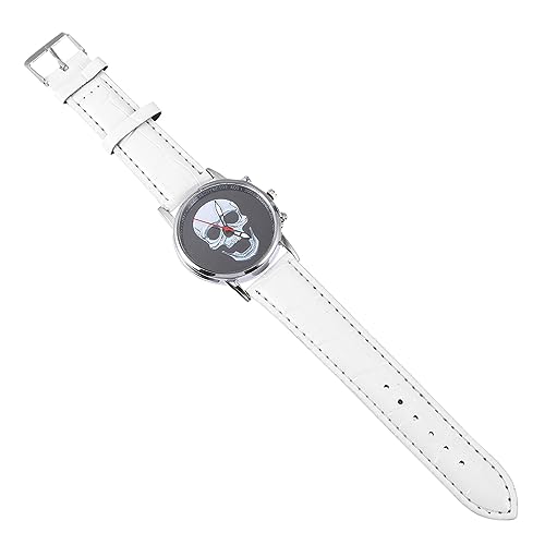 ibasenice 1stk Herrenuhr Digitaluhr Für Kinder Uhren Für Männer Digital Digitale Armbanduhr Einzigartige Uhren Handgelenk Männliche Schädeluhr Totenkopfuhr Pu-Leder Muster Zubehör Mann Weiß von ibasenice