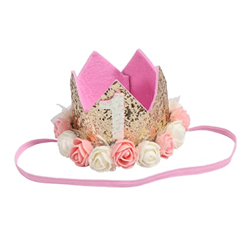 ibasenice Babygeburtstag Chiffon-blumen-hörkleid Stirnband Erste Geburtstagsdekoration Mädchen Baby Tiara Haarband Stirnbänder Kopfbedeckungen Für Babys Mit Blumen Schal Kind Hündchen von ibasenice