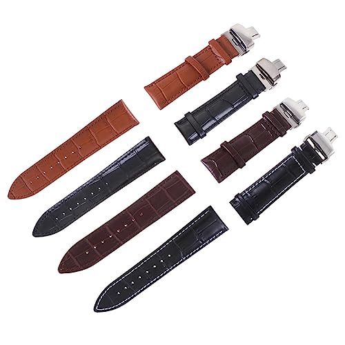 ibasenice Uhrenarmbänder Uhr Band Rindsleder Uhr Ersetzen Strap Muster Doppel Drücken Schnalle Armband Alternative Handgelenk Strap mit Weißen Faden 22Mm Armbänder Für Männer von ibasenice