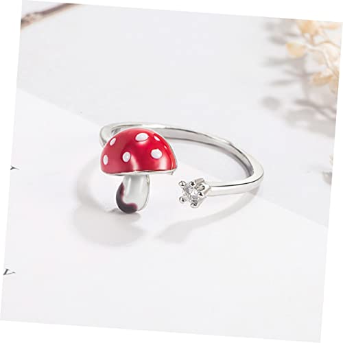ibasenice Verstellbarer Damen Fingerring Pilz Design Offener Ring aus Legierung Einfach Elegant für Weihnachten und von ibasenice