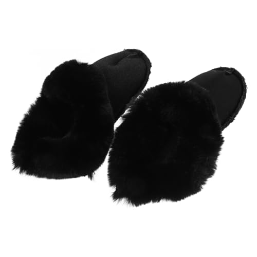 ibasenice Warme Flauschige Schuhüberzüge mit Plüschfutter Herausnehmbare Leichte Einlegesohlen für Damen für Camping Wandern und Kalte Wintertage Schwarz von ibasenice