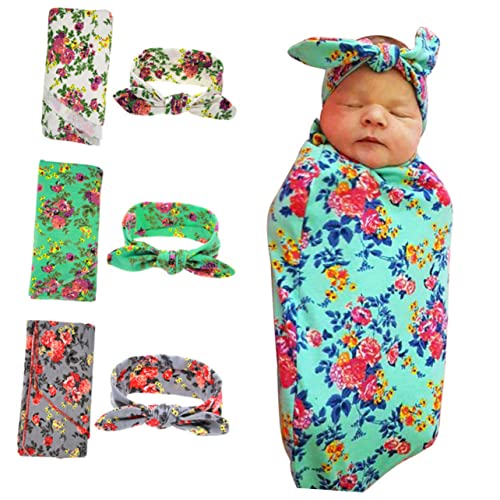 ibasenice baby stirnband baby kopfband baby empfängt decken gewickelte Decke Babywickel Decken für Babys Babyschlafdecke Hasenohren Kopfbedeckung & Decke Foto Stoffhandtuch Wickeln von ibasenice