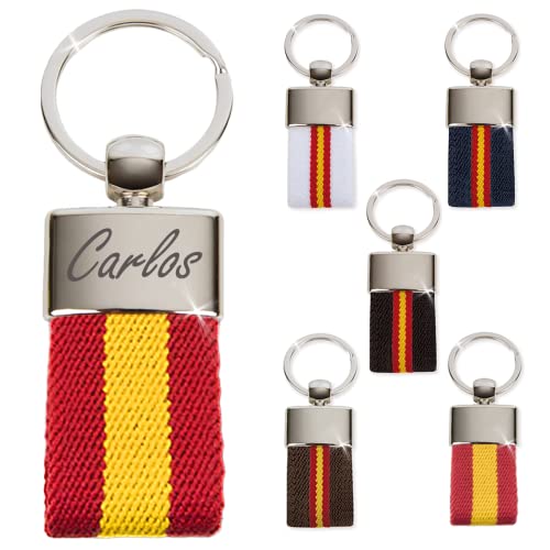 Ibera gifts - Schlüsselanhänger personalisiert mit Farben der Spanischen Flagge, mit Namen, 9,5 x 3,2 cm, in Geschenkbeutel (Rot) Ibera gifts - Schlüsselanhänger personalisiert mit Farben der Spanischen Flagge, mit Namen, 9,5 x 3,2 cm, in Geschenkbeutel (Rot) von ibera gifts