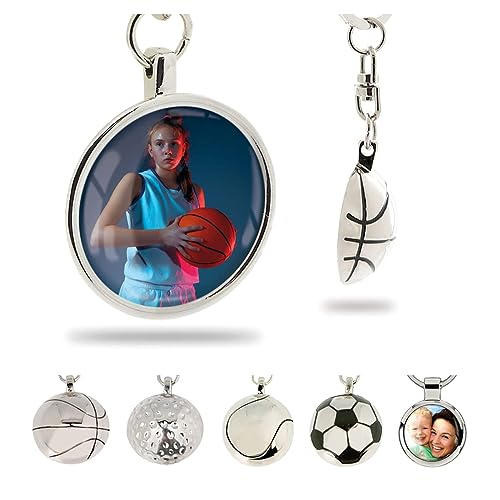 ibera gifts - Personalisierter Schlüsselanhänger Foto in Form eines Basketballs, Anhänger/Medaillon mit eigenem Bild Gravur personalisiert für Papa - Mama Männer Paar von ibera gifts