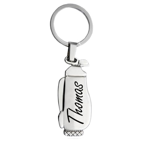 ibera gifts – Golf Schlüsselanhänger personalisiert aus Edelstahl – Schlüsselanhänger Golf mit Gravur – Golftasche – Geschenkidee für Golfer (Tasche) von ibera gifts