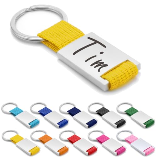 ibera gifts - Schlüsselanhänger personalisiert mit Namen und Gravur, Personalisierte Schlüsselanhänger mit Text Geschenke Mit Gravur für Freund, Freundin, Vatertag, Muttertag, Partner (Gelb) von ibera gifts