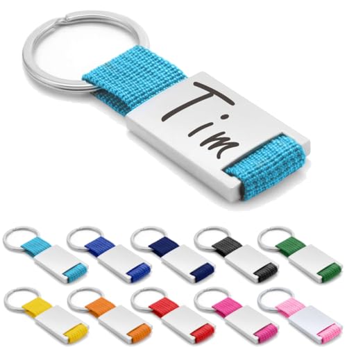 ibera gifts - Schlüsselanhänger personalisiert mit Namen und Gravur, Personalisierte Schlüsselanhänger mit Text Geschenke Mit Gravur für Freund, Freundin, Vatertag, Muttertag, Partner (Hell Blau) von ibera gifts