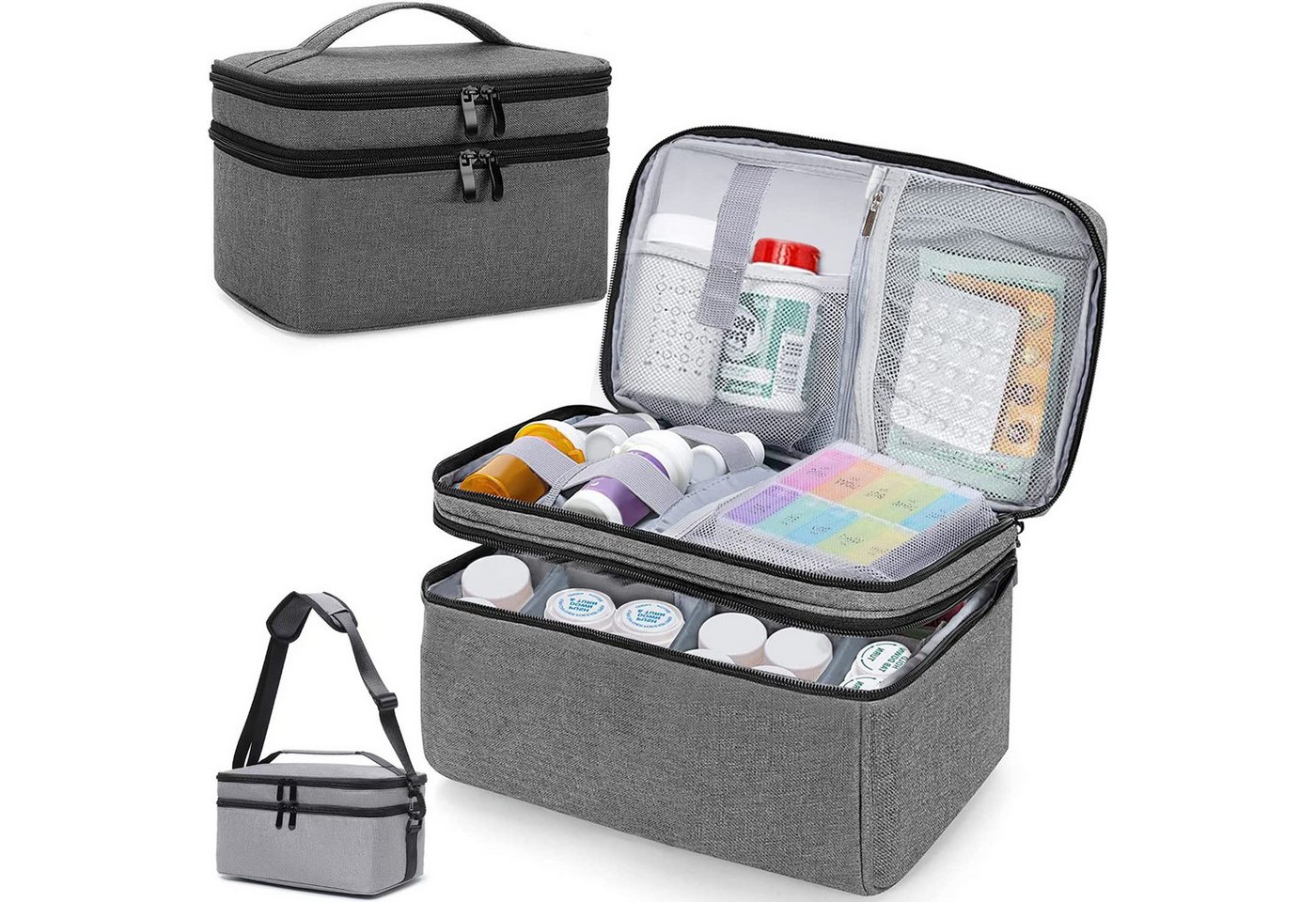 ibettertec Arzttasche Arzttaschen, Medizinschrank ,Medizin Tasche, Multifunktionstasche (Erste-Hilfe-Kits Box für Haus und Reise, Hausapotheke Box, Tragbarer Verbandskasten mit großem Fassungsvermögen), Artikel-Organisator, Medizin-Organisator mit Schultergurt von ibettertec