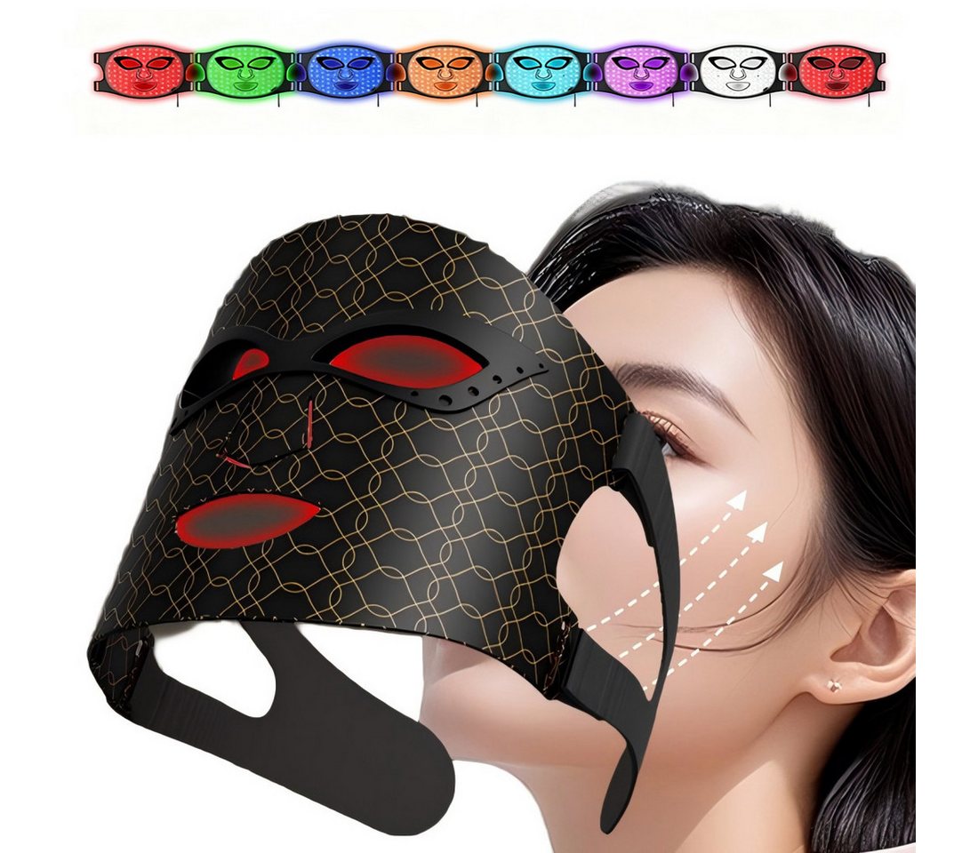 ibettertec Dermaroller Dermaroller, Kosmetikbehandlungsgerät 8-Farben-LED-Maskengerät, Mit Rotlichttherapie Mikrodermabrasionsgerät LED Mask, Lichttherapie Maske mit 352 LEDs, Für das Gesicht kabelloses LED-Gesichtsmaske, Hautpflege für Zuhause von ibettertec
