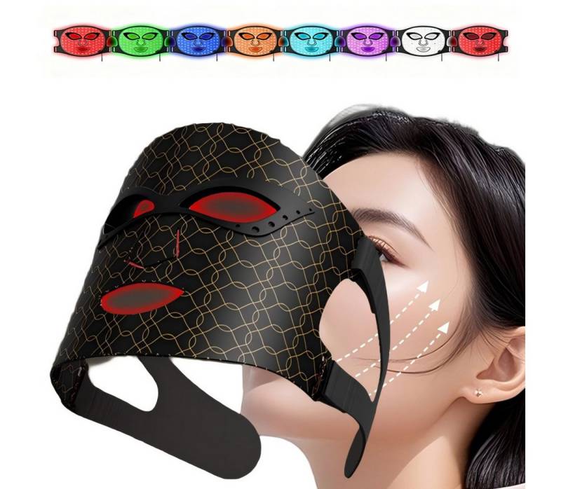 ibettertec Dermaroller Dermaroller, Kosmetikbehandlungsgerät 8-Farben-LED-Maskengerät, Mit Rotlichttherapie Mikrodermabrasionsgerät LED Mask, Lichttherapie Maske mit 352 LEDs, Für das Gesicht kabelloses LED-Gesichtsmaske, Hautpflege für Zuhause von ibettertec
