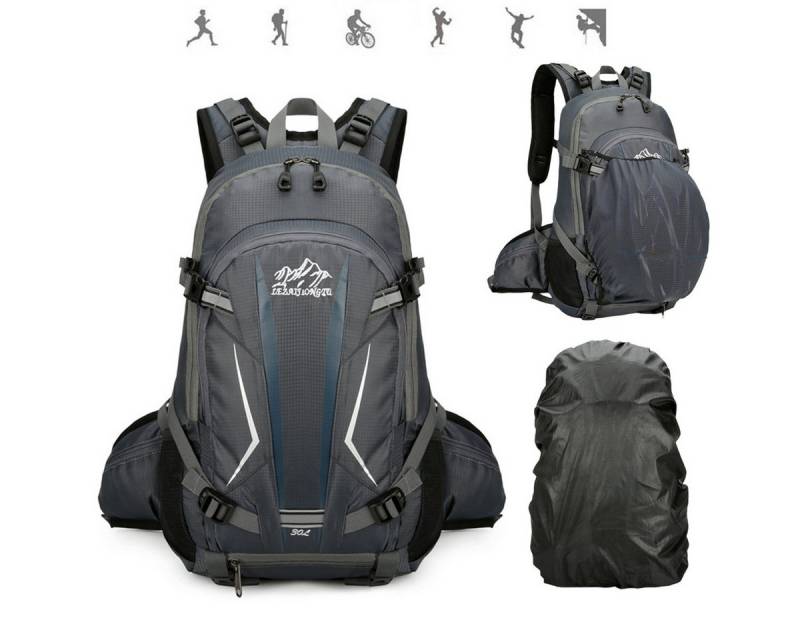 ibettertec Fahrradrucksack Radrucksack Fahrradrucksäcke Sportrucksäcke Wander-Rucksack (Motorradrucksack Biker-Rucksack Wanderrucksack Trekkingrucksack Bergrucksack, wasserdichter, 30L, Mit wasserdichter Regenhülle, Rucksacktaschen), Herren & Damen mit Helmnetztasche,Trinkblasen können platziert werden von ibettertec