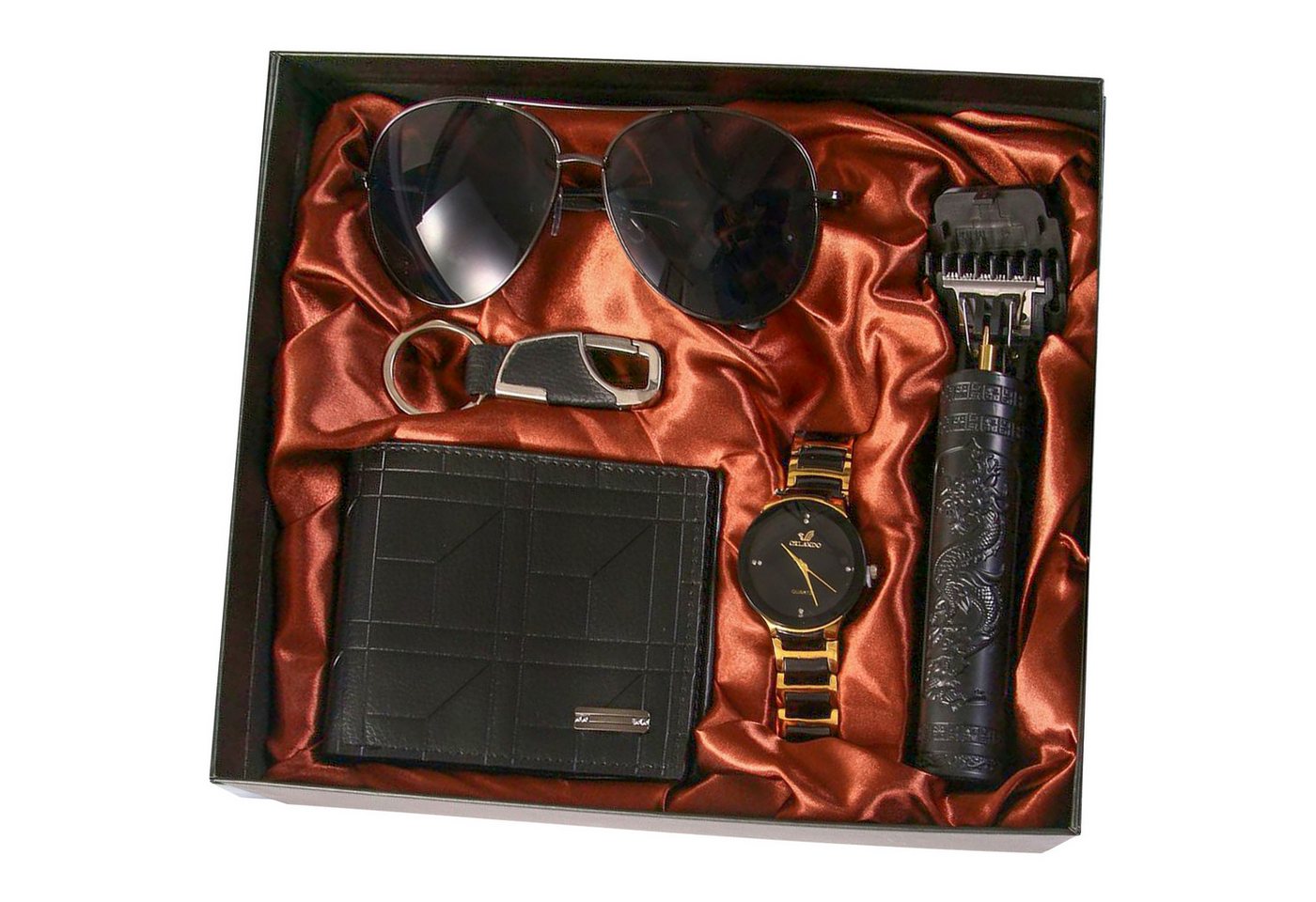 ibettertec Geldbörse 5pcs Geldbörse Haarschneider für Männer (Geldbörse,Brieftasche,Schlüsselschnalle,Sonnenbrillen, Armbanduhr,Friseur,Geschenkverpackung für Herren), Vatertag,Valentinstag,Geburtstagsgeschenke,Weihnachtsgeschenk von ibettertec