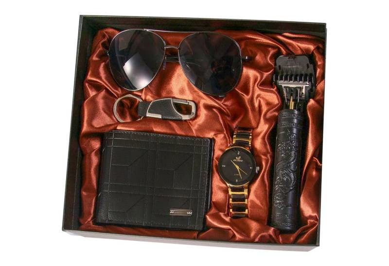 ibettertec Geldbörse 5pcs Geldbörse Haarschneider für Männer (Geldbörse,Brieftasche,Schlüsselschnalle,Sonnenbrillen, Armbanduhr,Friseur,Geschenkverpackung für Herren), Vatertag,Valentinstag,Geburtstagsgeschenke,Weihnachtsgeschenk von ibettertec