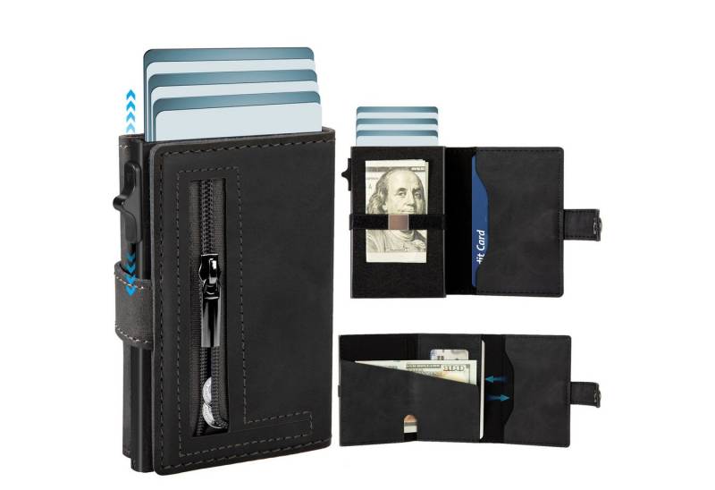 ibettertec Geldbörse Geldbörse Herren Slim Wallet RFID Blocking Kohlefaserleder (Portmonee Herren mit 11 Kartenetui, Ausweisfenster, Geldscheinklammer, Minimalistischer Geldbeutel Herren,Geldbörse Herren mit RFID Schutz, Portmonee Portemonnaie Herren klein, Slim Wallet mit Münzfach, Mini Geldbörse Herren&Damen, Kreditkartenetui Kartenetui-Geldbeutel) von ibettertec