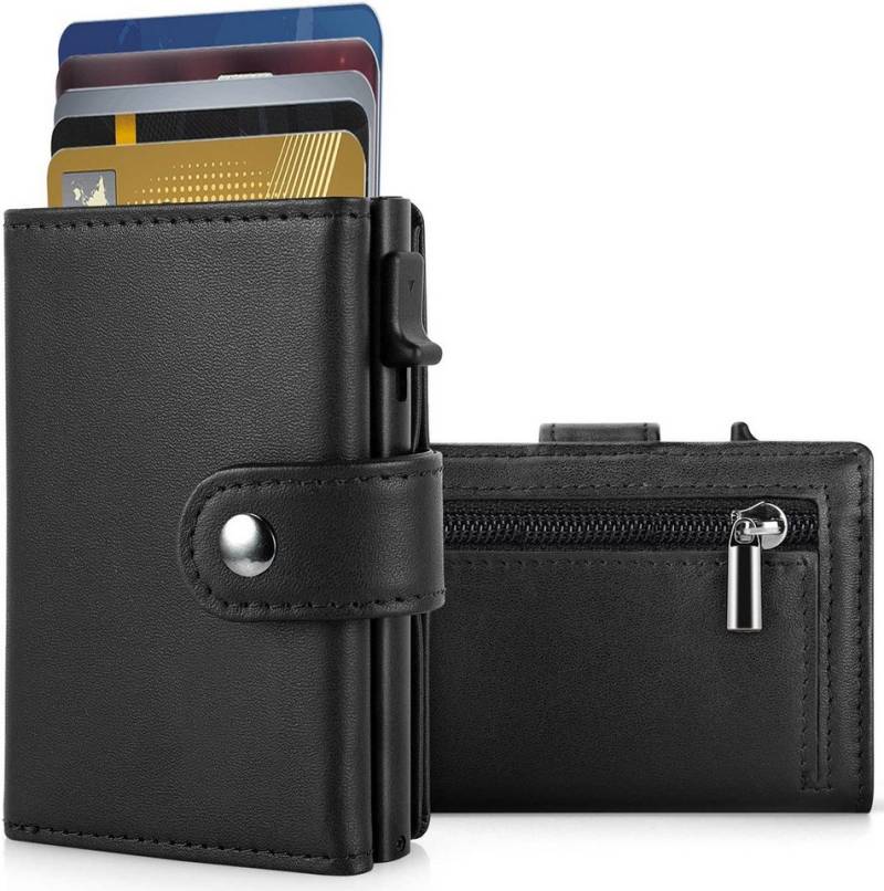 ibettertec Geldbörse Geldbörse Herren mit RFID Schutz, Portmonee Portemonnaie Herren klein (Slim Wallet mit Münzfach, Mini Geldbörse Herren&Damen, Kreditkartenetui Kartenetui-Geldbeutel 12 Karten, Kartenhalter Carbon) von ibettertec