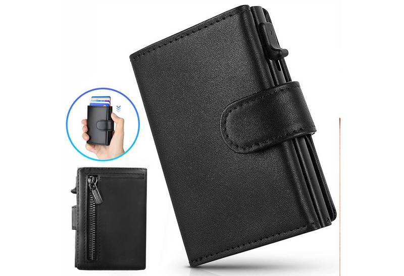 ibettertec Geldbörse Slim Wallet mit Münzfach,Herren Geldbörse,Card Holder Wallet (Mini Geldbörse Herren&Damen klein,Weihnachtsgeschenk, Kreditkartenetui Portemonnaie, Geldbeutel Carbon-Schwarz), Schlankes Portemonnaie mit Münzfach,Kreditkarten auswirft von ibettertec