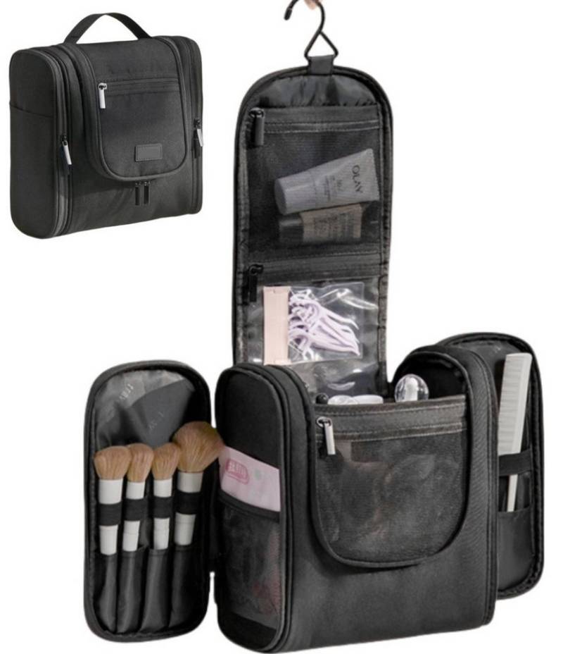 ibettertec Kosmetiktasche Kulturbeutel	 Reise Make Up Tasche mit Hängehaken Wasserdicht (16 Fächer großvolumig Tragbare Waschtasche, Hängende Reise Waschtasche für Damen & Herre), Trocken- und Nasstrennungs-Aufbewahrungstasche von ibettertec