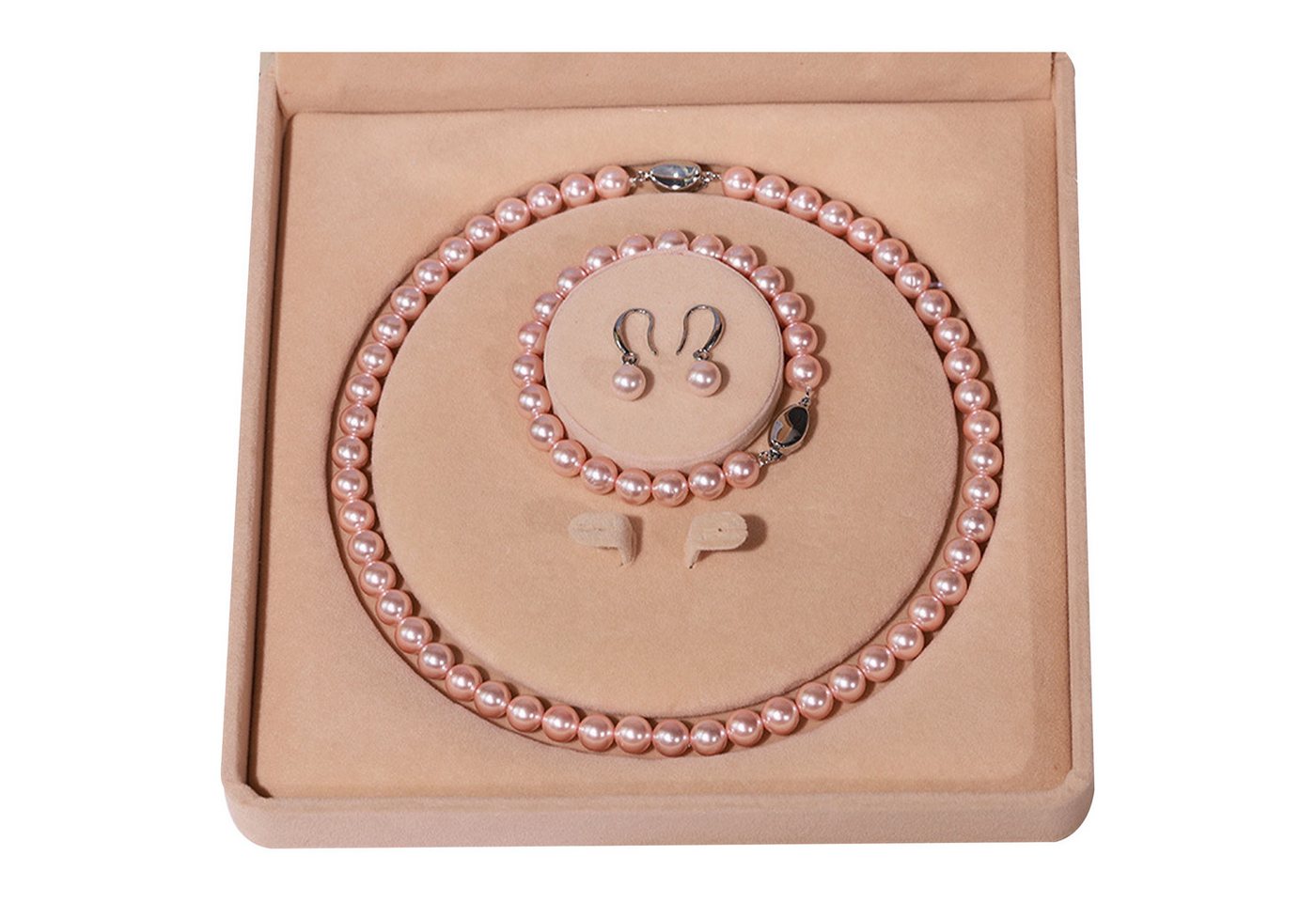 ibettertec Perlenketten-Set 8-9mm Muschel Perlenkette Armband Ohrringe Set (für Frauen Männer Weiße Runde Simulierte Muschelperlen, Choker Perle Halskette Set für modische Dekorationen), für Weihnachtsgeschenke, Neujahrsgeschenke, Valentinstagsgeschenk von ibettertec