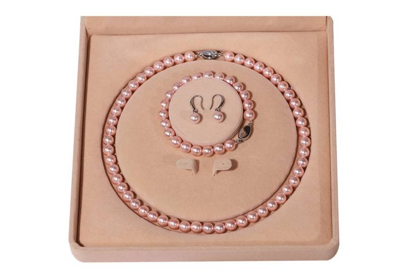 ibettertec Perlenketten-Set 8-9mm Muschel Perlenkette Armband Ohrringe Set (für Frauen Männer Weiße Runde Simulierte Muschelperlen, Choker Perle Halskette Set für modische Dekorationen), für Weihnachtsgeschenke, Neujahrsgeschenke, Valentinstagsgeschenk von ibettertec