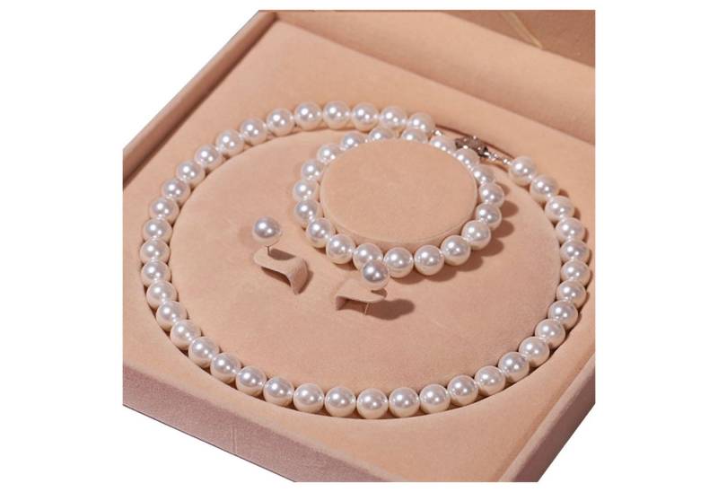 ibettertec Perlenketten-Set Perlenketten-Set Sterling Silber Perlenkette 7-8mm (halskette silber 925, Choker Perle Halskette Set für Frauen Mädchen Dekorationen), Halskette, Armband, Ohrringe von ibettertec