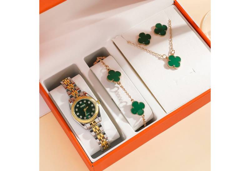 ibettertec Quarzuhr Geschenk Damen Armbanduhr Armband Halskette Ohrring Schmuck Set, (Elegant Analog Quarz Uhr mit Digital Zifferblatt und Elastisch Legierung Armband .Frauen Mädchen Strass Quarzuhr für Weihnachten Bracelet Jewelry Set.Damengeschenke, Weihnachten, Valentinstag, Hochzeitstag, Muttertag, Lehrertag, Brautschmuckzubehör,Geburtstage usw Es kann als Schmuckdisplay),  Kunstfotos usw.verwendet werden.Hochwertige Geschenkbox ibettertec Quarzuhr Geschenk Damen Armbanduhr Armband Halskette Ohrring Schmuck Set, (Elegant Analog Quarz Uhr mit Digital Zifferblatt und Elastisch Legierung Armband .Frauen Mädchen Strass Quarzuhr für Weihnachten Bracelet Jewelry Set.Damengeschenke, Weihnachten, Valentinstag, Hochzeitstag, Muttertag, Lehrertag, Brautschmuckzubehör,Geburtstage usw Es kann als Schmuckdisplay),  Kunstfotos usw.verwendet werden.Hochwertige Geschenkbox von ibettertec